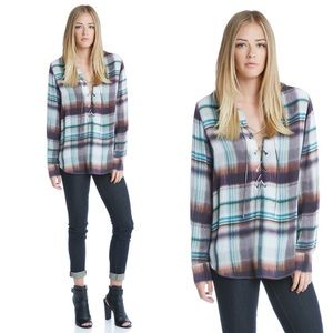Fifteen Twenty Lace Up Plaid Shirt